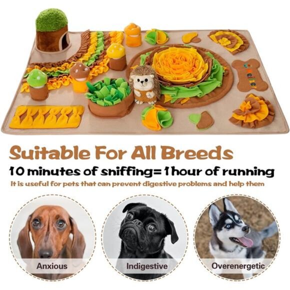 Large Snuffle Mat for Dogs 40'' x 27.5'' Sniff Mat with Hedgehog Puzzle Toy - Picture 6 of 8